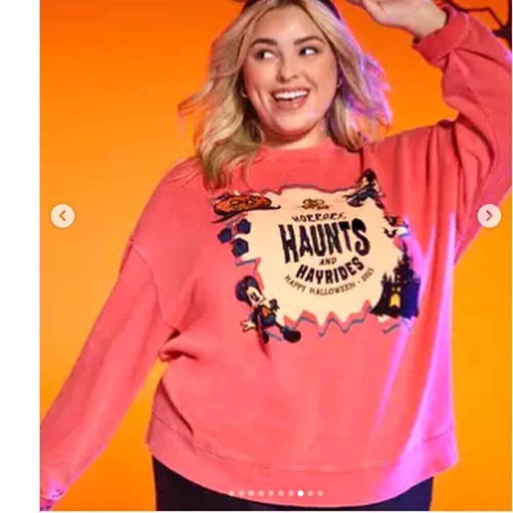 Disneyland Womens Size XL Sweatshirt Pink Horrors, Haunts and Hayrides Halloween